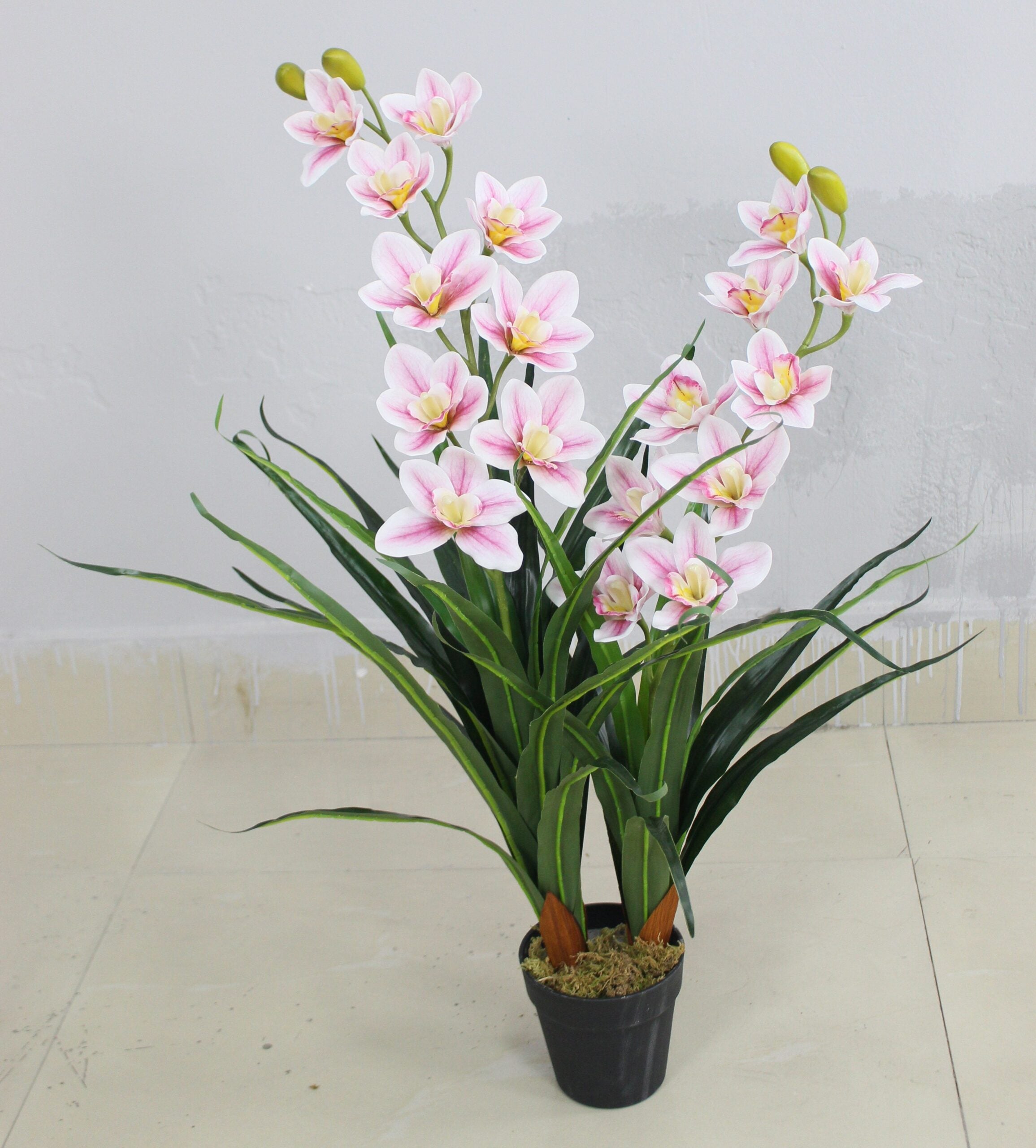 85cm Artificial Cymbidium Orchid Plant Flowers with Pot, home decor, gardens, events, office, balcony Aplant963