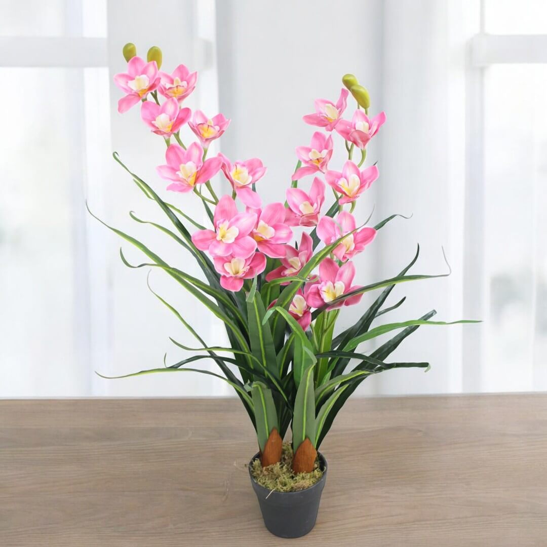 85cm Artificial Cymbidium Orchid Plant – Potted Orchid Flower Arrangement
