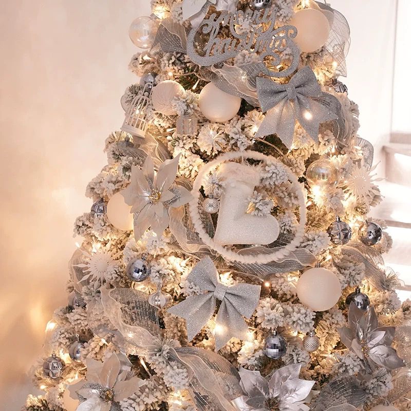 180cm-210cm White Christmas Tree Artificial with Full Set Decoration Luxury Festival Home Asea133