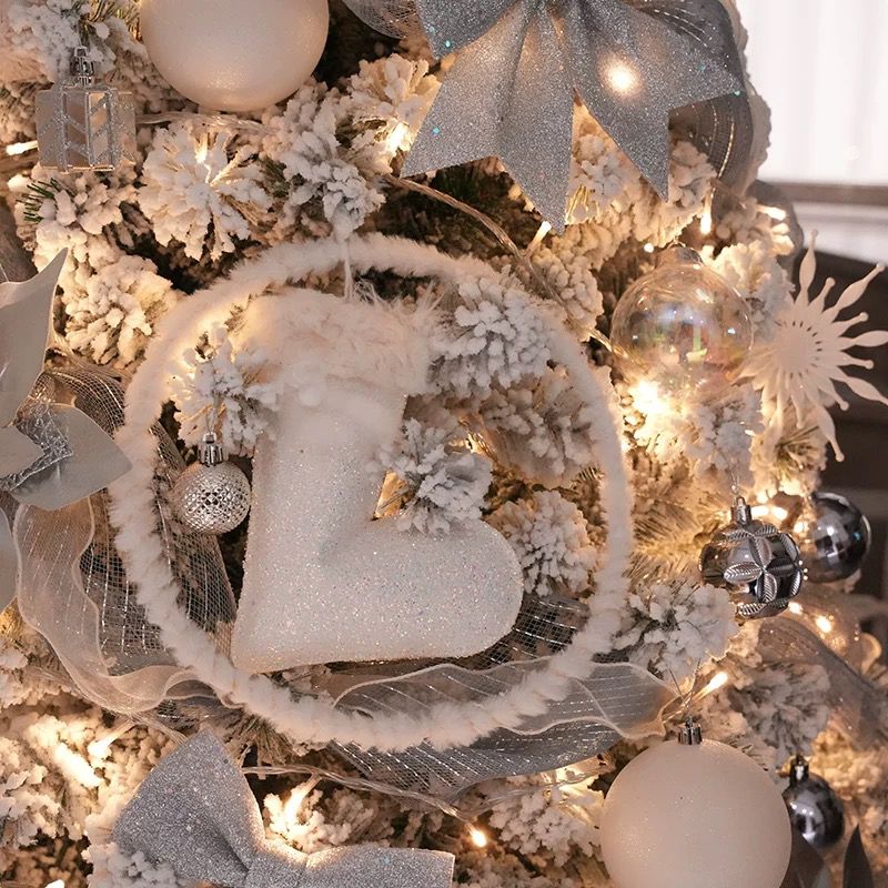 180cm-210cm White Christmas Tree Artificial with Full Set Decoration Luxury Festival Home Asea133