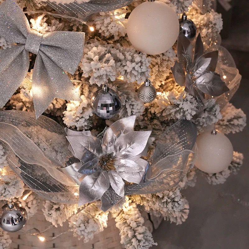 180cm-210cm White Christmas Tree Artificial with Full Set Decoration Luxury Festival Home Asea133