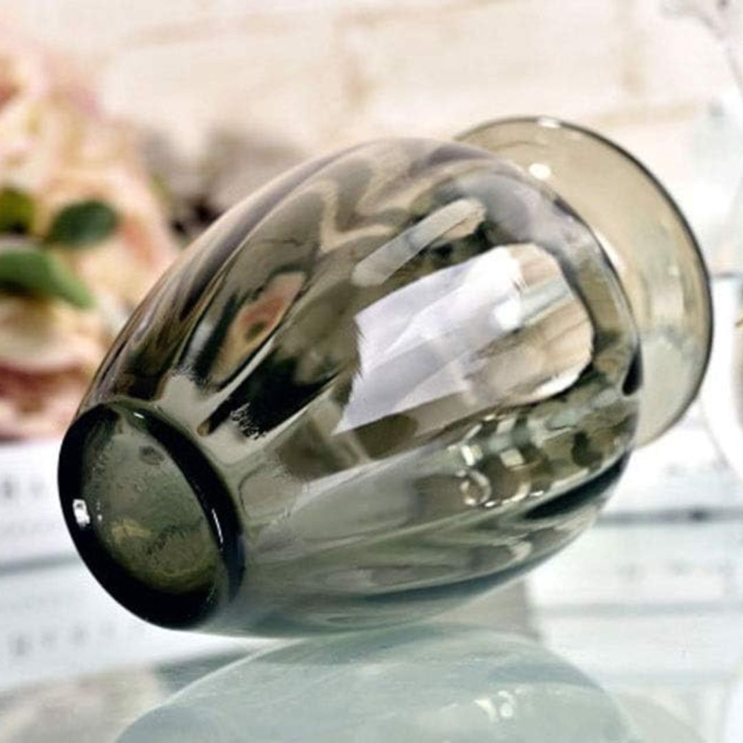 24cm Tinted Grey Glass Vase Avase064