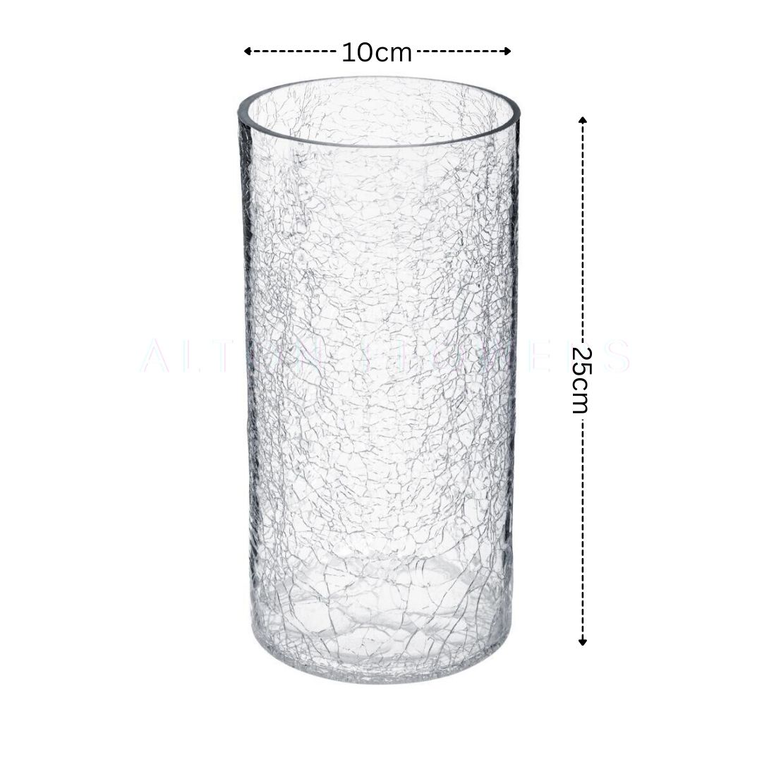 25cm Vase Glass decorative cracked, home decor, events, flower arrangement Avase146
