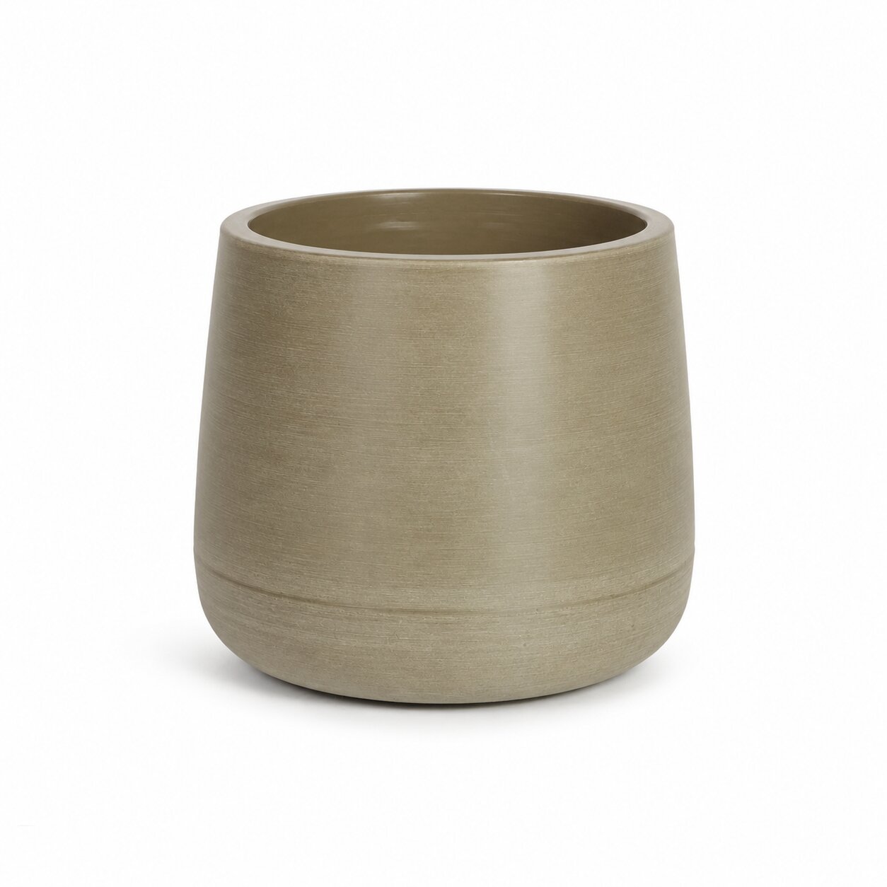 Modern Tapered Cylinder Plastic Planter Pot | Brushed Stone Effect