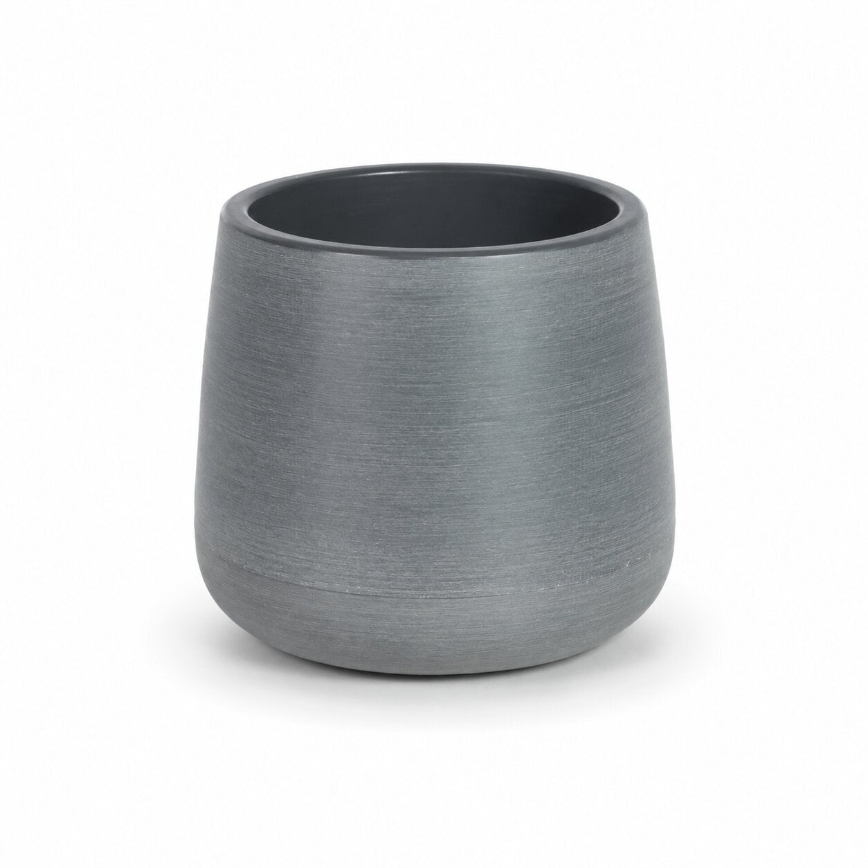 Modern Tapered Cylinder Plastic Planter Pot | Brushed Stone Effect