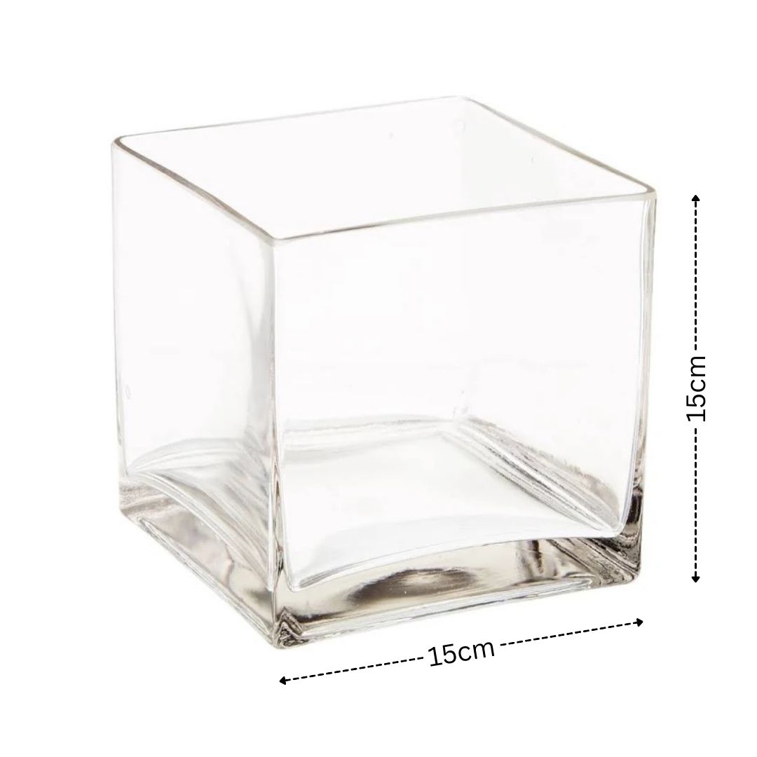 15cm Glass vase cube shaped, home, decor, events, weddings, Avase224