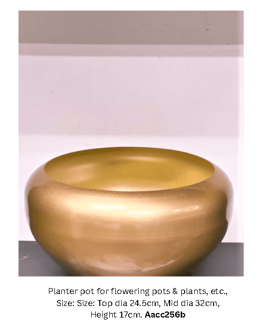 14cm Planter pot metal gold coloured for flowers, plants, home decor, events Avase256