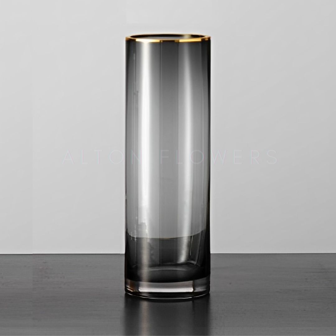 30cm Glass Vase With Golden Rim, flowers, home decor, events Avase279