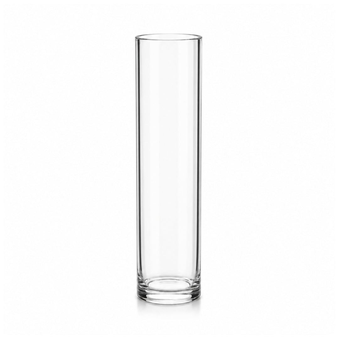 Tall 50cm clear cylinder glass vase by Alton Flowers, ideal for floral arrangements, with a sleek and modern design.