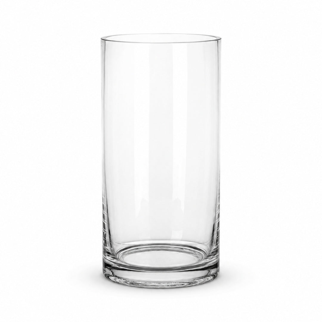 30cm wide clear cylinder glass vase with 15cm diameter for fuller flower arrangements and event decor