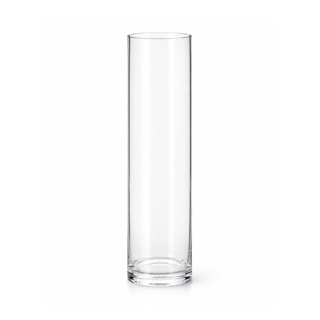 Clear 50cm tall cylinder glass vase for floral arrangements, featuring a sleek, transparent design by Alton Flowers.