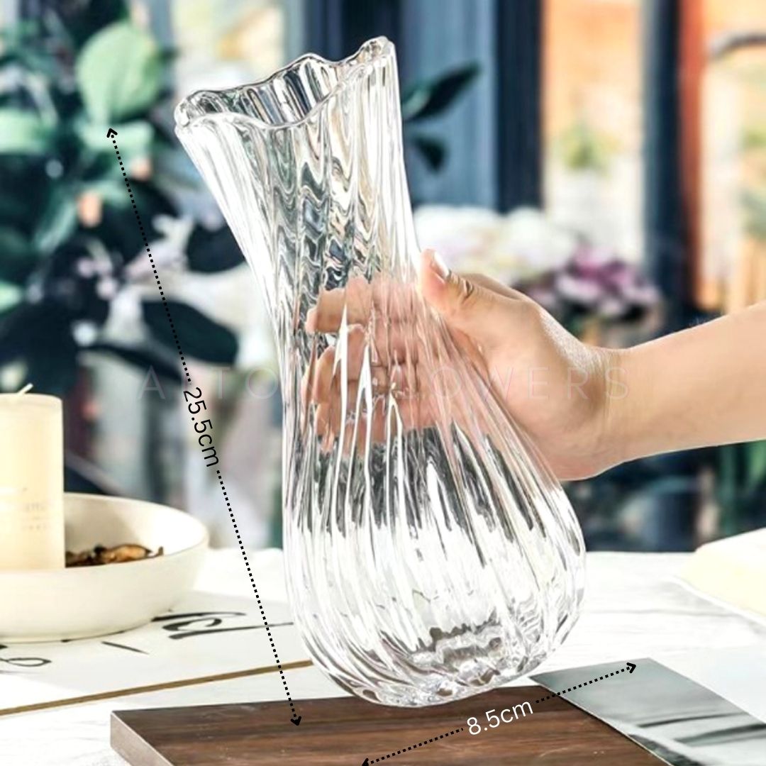 25.5cm Vase Decoration Simple European Style Flower Rose Lily Living Room Dining Table Arrangement Transparent Glass Home Life Daily Use Avase316