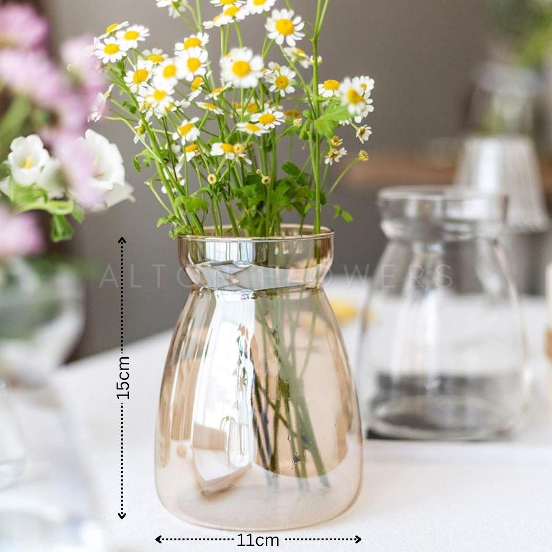 15cm Tinted Glass Flower Vase Stem Plant Jar Table Floral Display Decor Avase319-b (shiny)