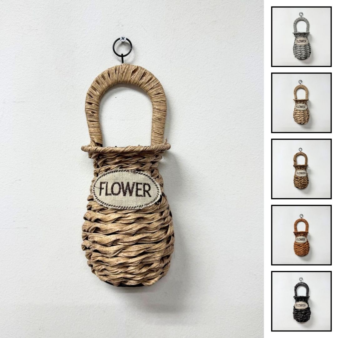 Handwoven Hanging Basket Vase – 30cm Wall-Mounted Wicker Planter Avase352