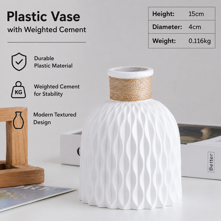 15cm Vases Plastic for plants, flowers, home decor, events