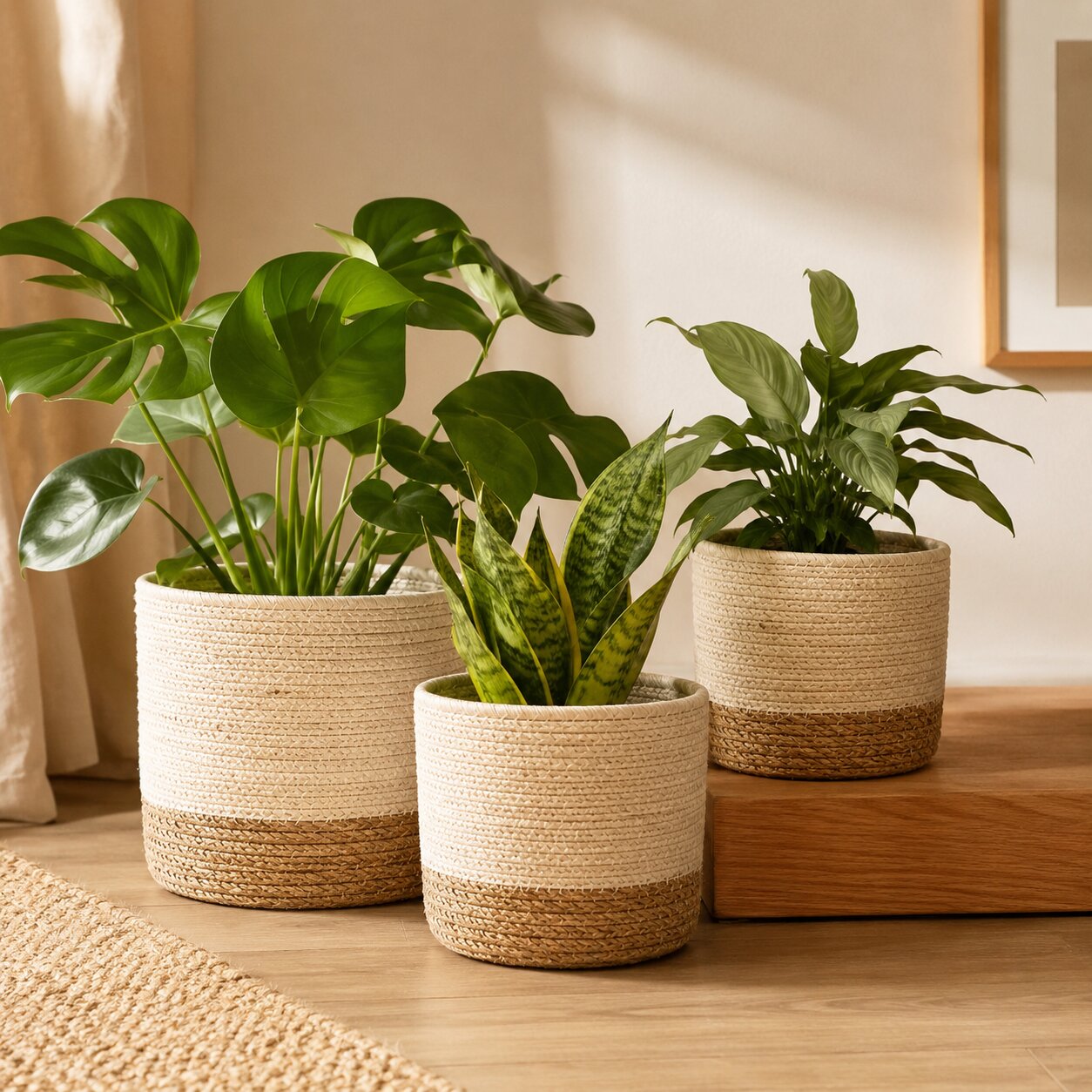Handwoven Planter Basket for plants, shrubs, home decor, garden