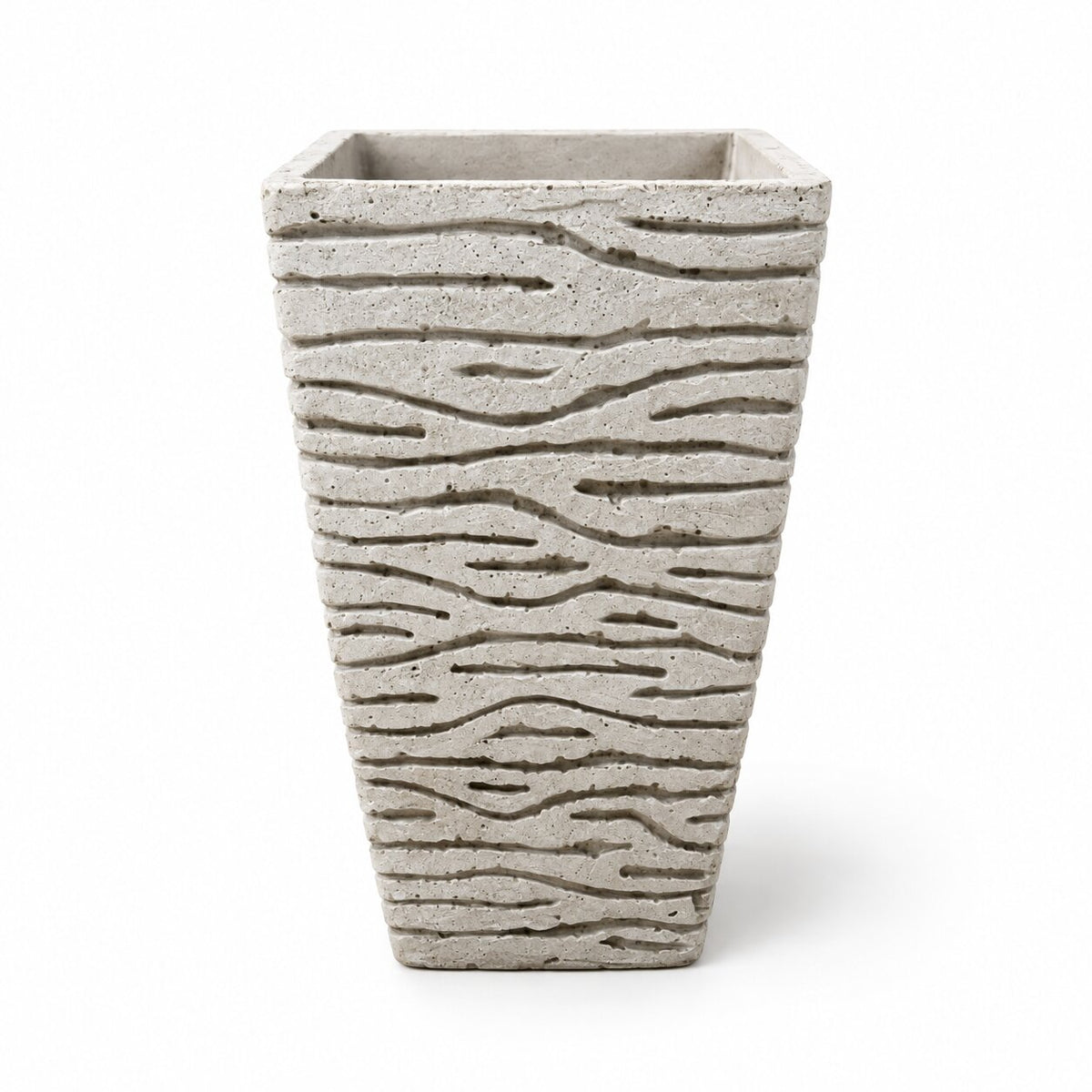 29cm Textured Wave Design Cement Vase for Fresh and Artificial Flowers Plants