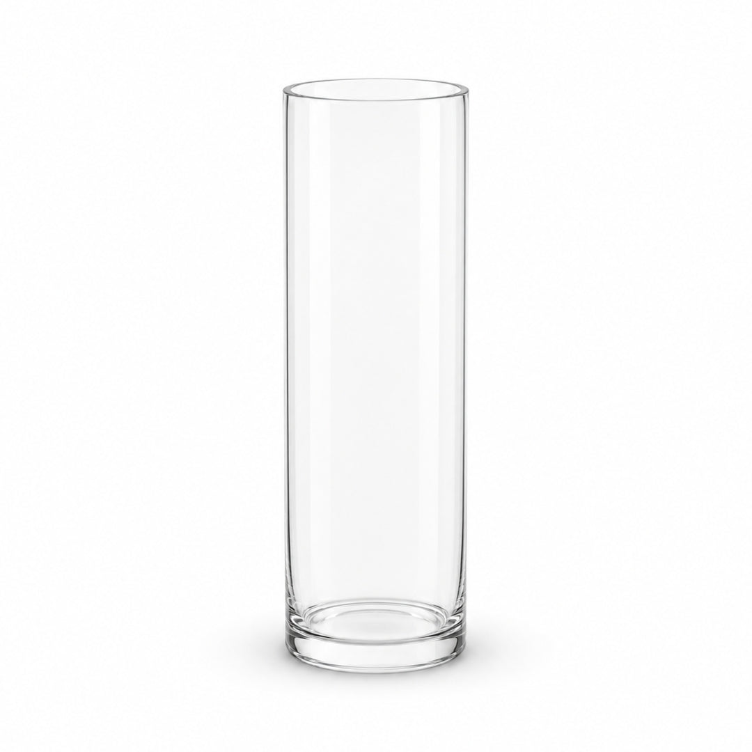 40cm tall clear cylinder glass vase with slim 10cm diameter for long stem flowers and minimalist decor