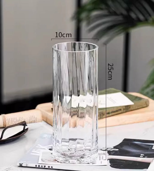 25cm Modern Smoky Glass Vase - Cylindrical Design with Gold Rim Avase415-1-GRTinted