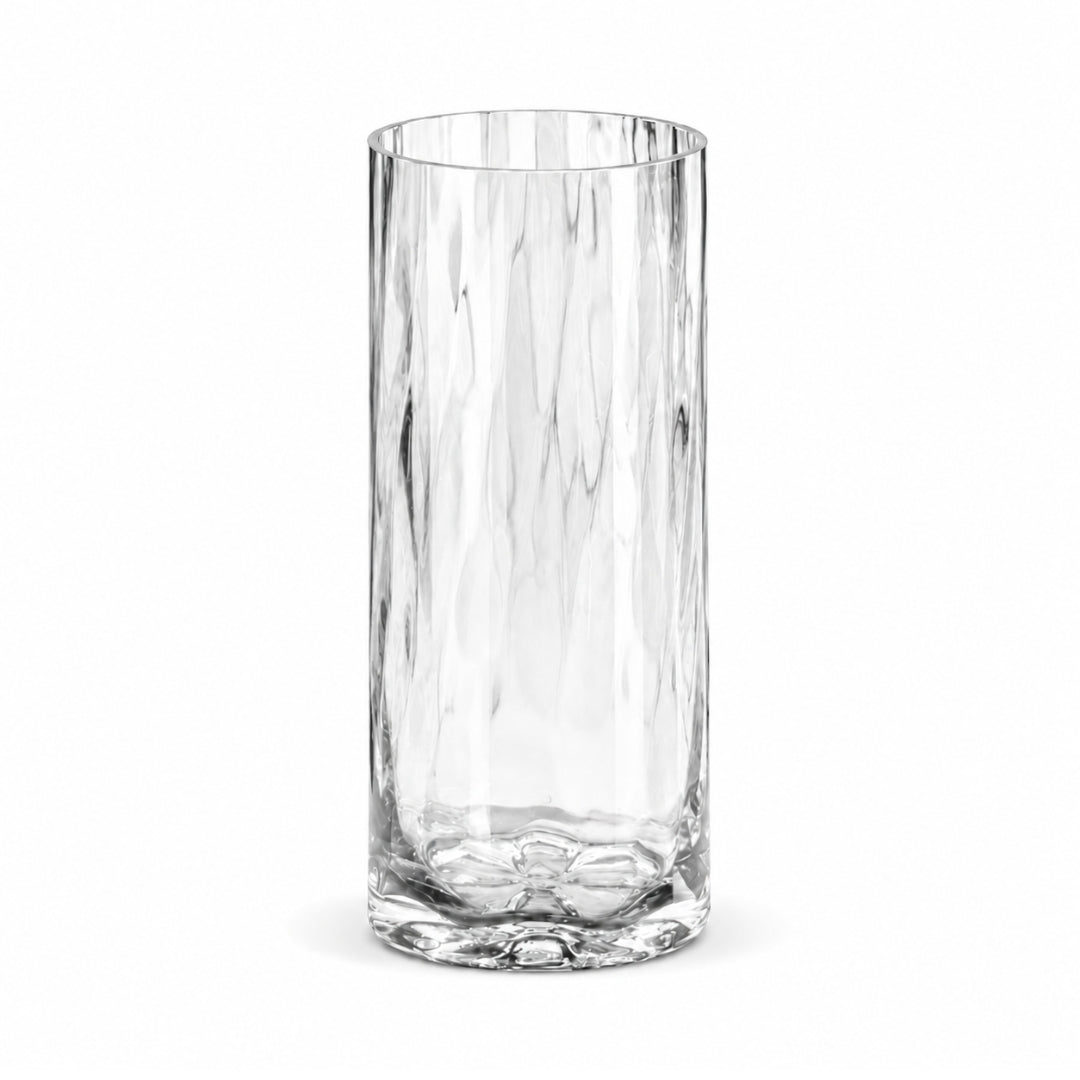 25cm Textured Cylinder Glass Vase | Clear & Tinted Flower Vase