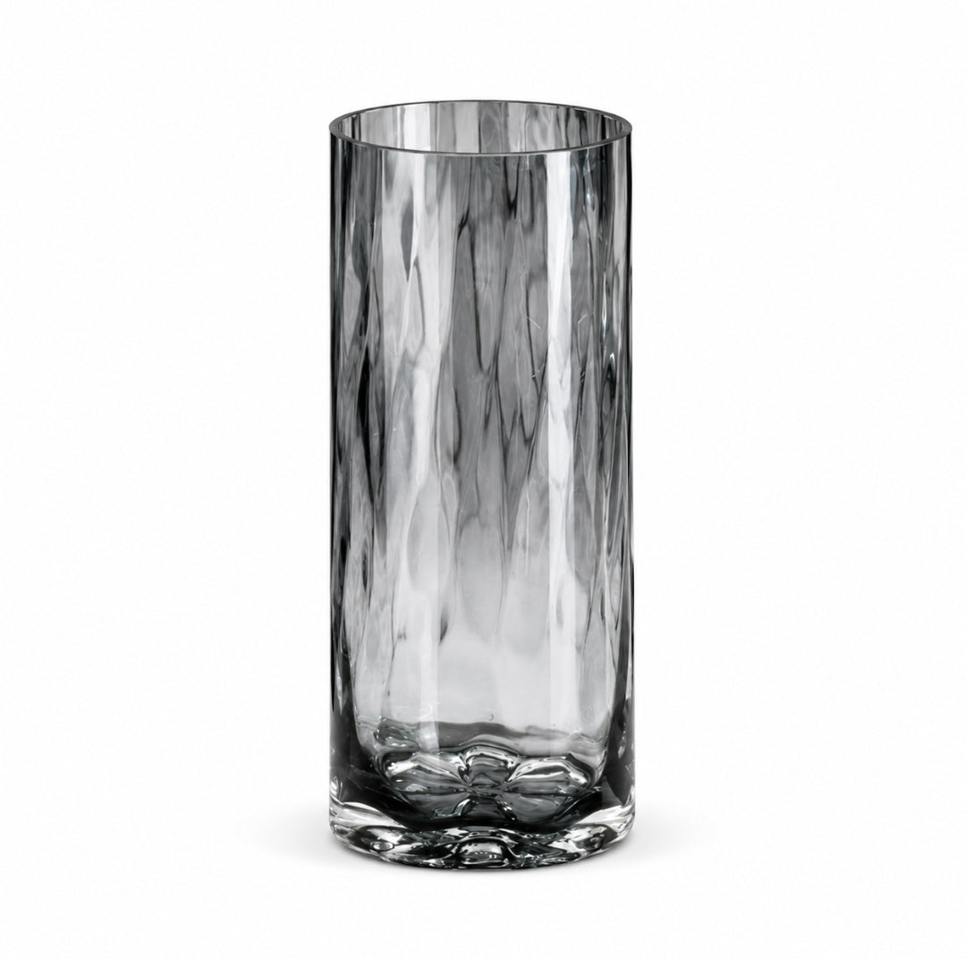 25cm textured cylinder glass vase in clear and tinted glass for flower arrangements and modern home decor