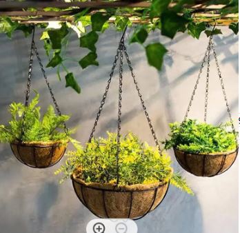 Hanging Planter Basket With Coco Coir Liner Wall Mount Metal Plant Holder For Indoor Outdoor Garden Porch And Balcony Avase307