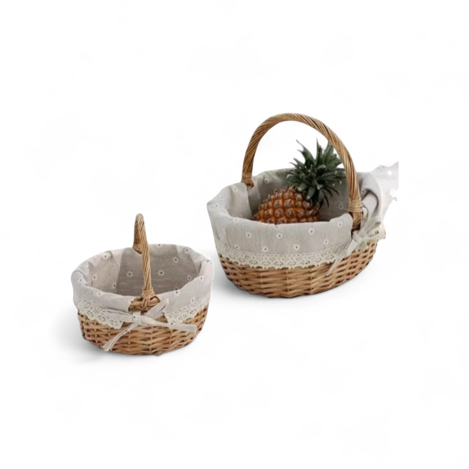 Flower Girl Basket Bridal Portable Handmade Woven Baskets Home Decor for Wedding Party Aacc302-2