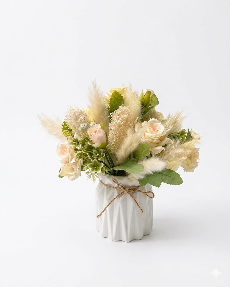 Alton Flowers faux flower arrangement in a ceramic vase with pink and white blossoms, perfect for home decor.