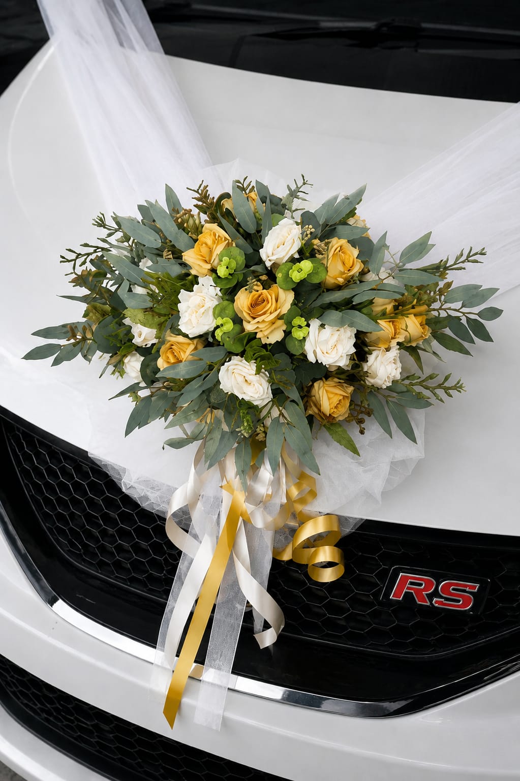 Wedding Car hand crafted Decorations Front Bonnet, Door Handle Flowers Ribbon Flowers Floral Silk Artificial Bouquet