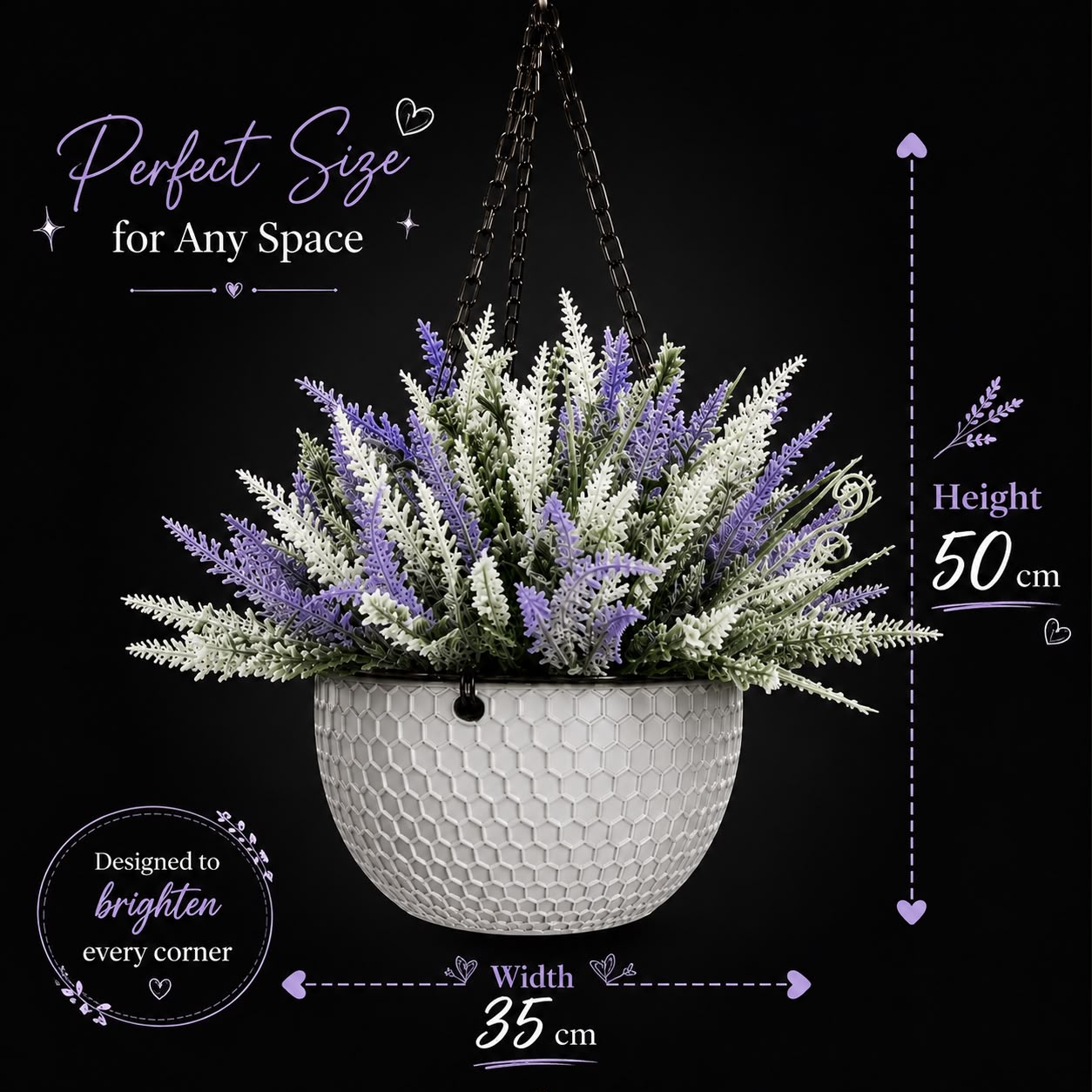 Artificial hanging flower with double layer pot by Alton Flowers, suitable for home, office decor, or events.