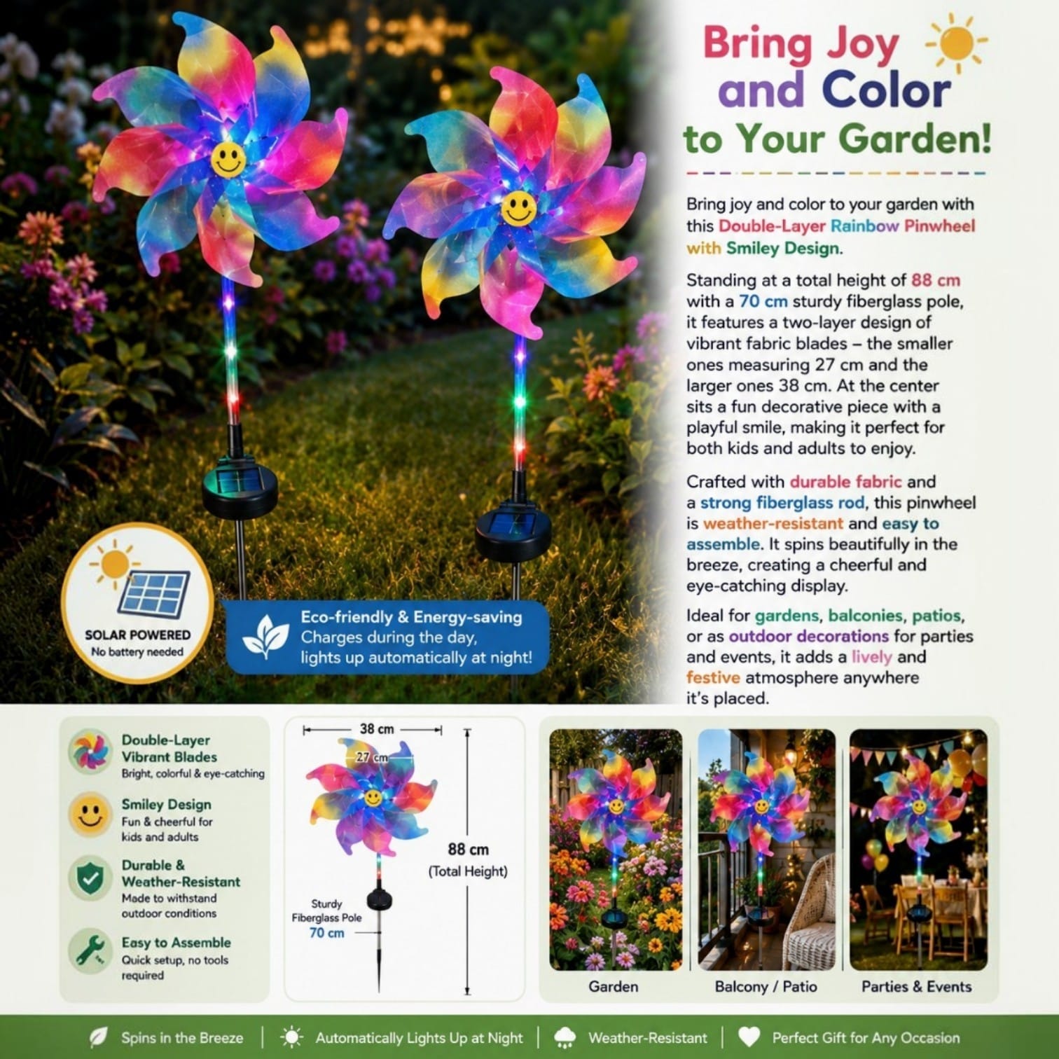 Alton Flowers windmill pinwheel garden wind spinner for outdoor decoration, featuring colorful spinning blades and garden accessory design.