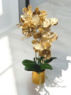 Flower Orchids phalaenopsis x2 stalks Artificial set in ceramic pot AAA574