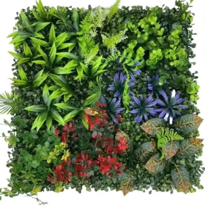Artificial foliage wall panel by Alton Flowers, 50x50cm realistic mixed greenery for vertical garden or feature wall decor.