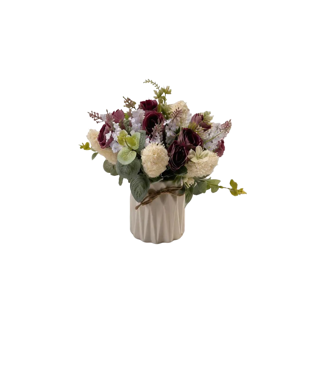Alton Flowers faux flower arrangement in a ceramic vase with colorful artificial blossoms and greenery for home decor.