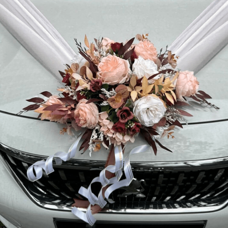 Elegant Wedding Car Flower Ideas Using Artificial Arrangements in Singapore