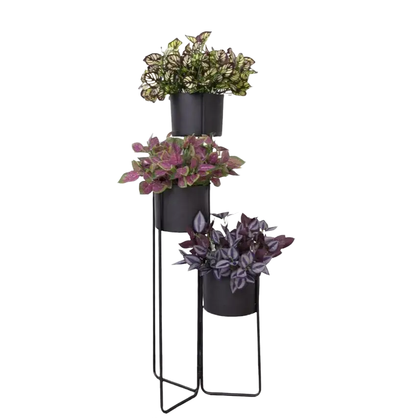 Elegant 100cm multi-tier décor stand with artificial plants by Alton Flowers, showcasing a stylish display for home or event decoration.