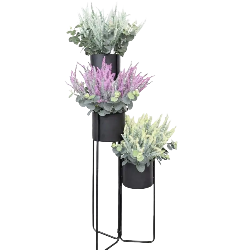 Elegant 100cm multi-tier décor stand with artificial plants from Alton Flowers, showcasing a stylish indoor plant display.
