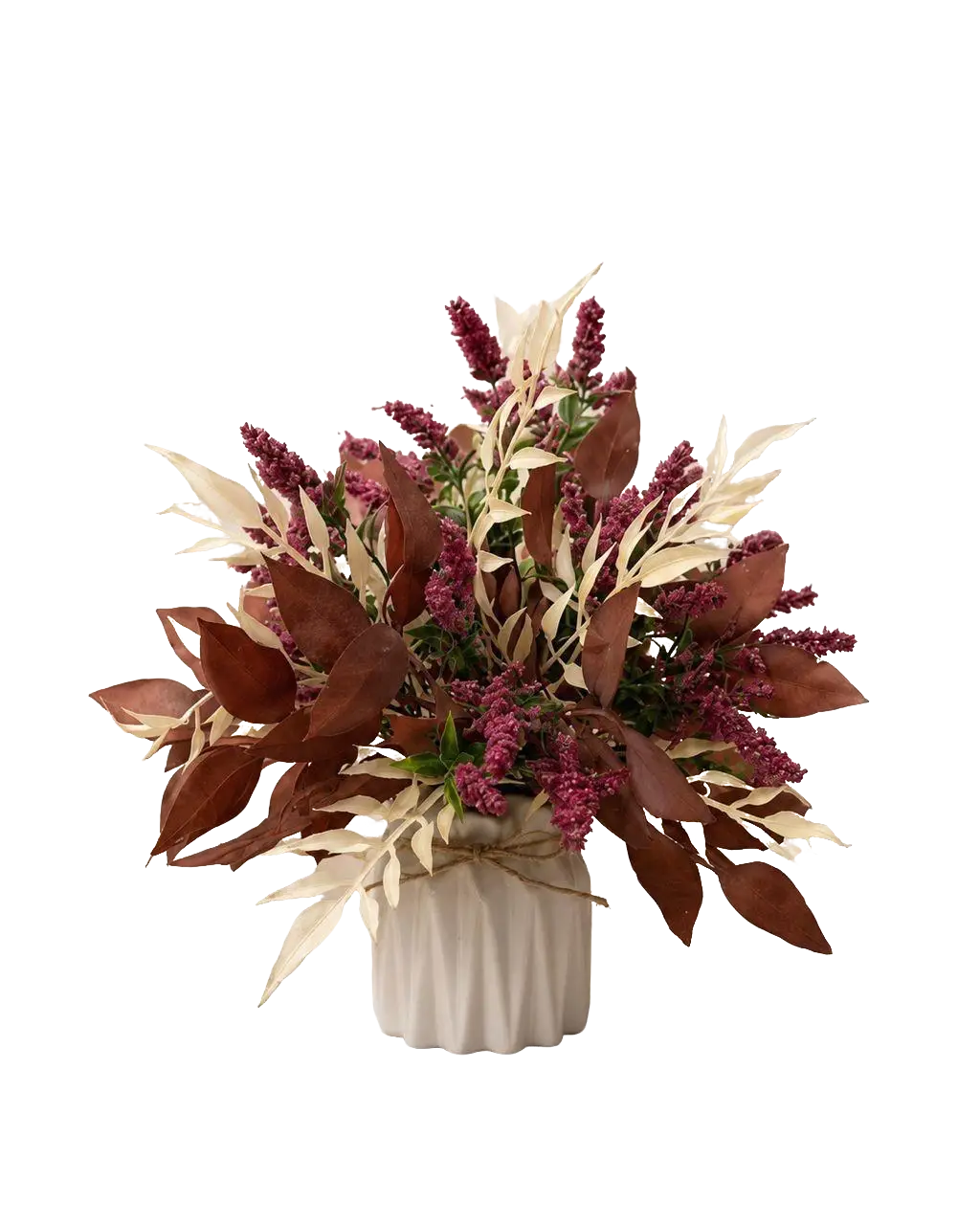 Faux flower arrangement in ceramic vase by Alton Flowers, featuring colorful artificial blossoms and greenery.
