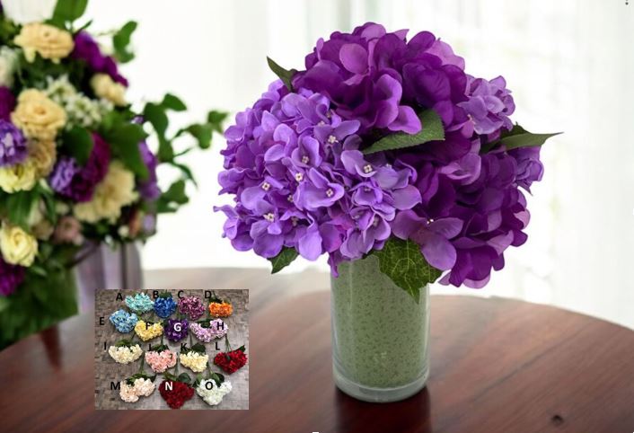 Flower Artificial Hydrangea in a cyclindrial glass vase AAA428