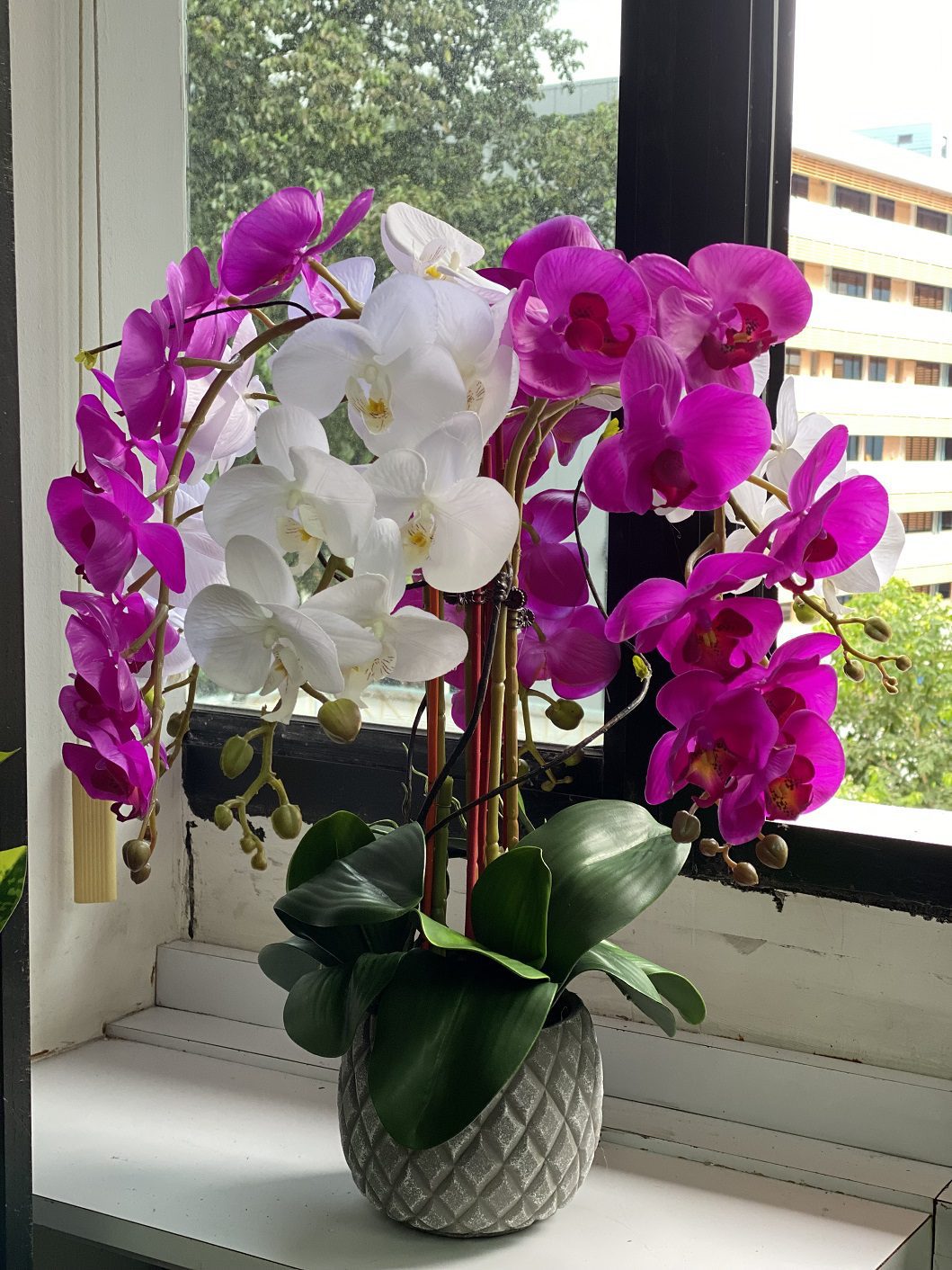 Plant Orchids Rubber x5 pieces arrangement artificial AAA438