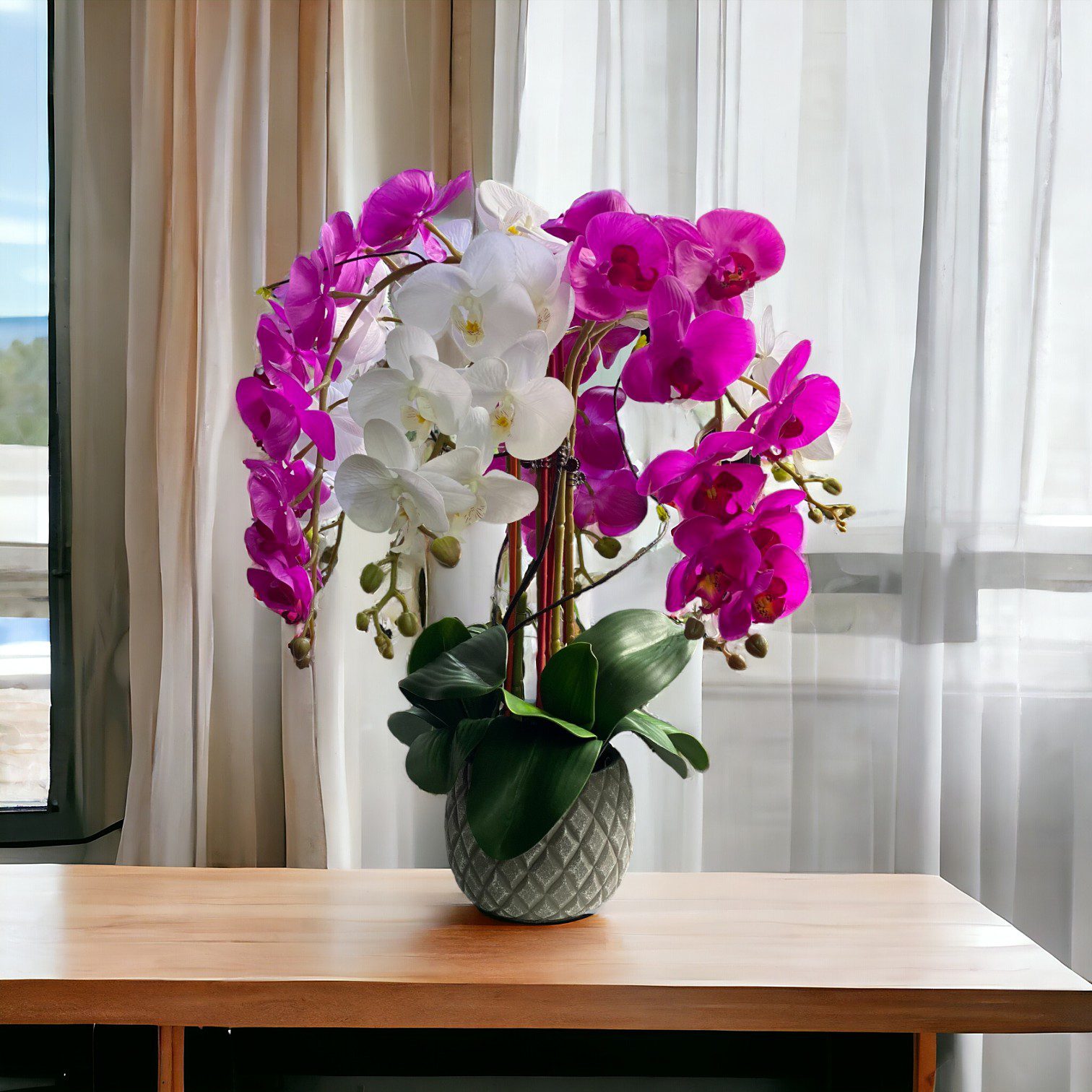 Plant Orchids Rubber x5 pieces arrangement artificial AAA438