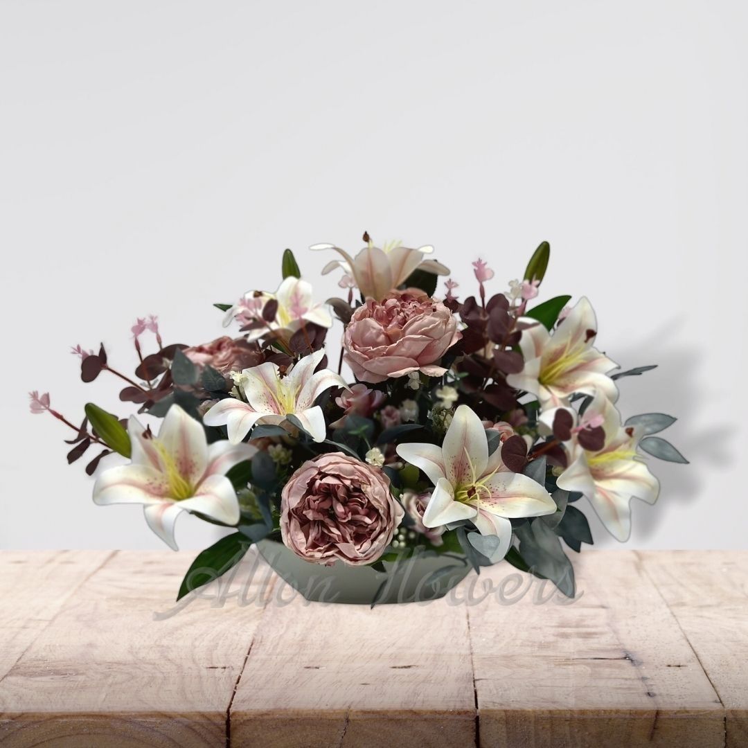 Lilies Peonies Mini Roses Red Eucalyptus AAA482 | Alton Flowers