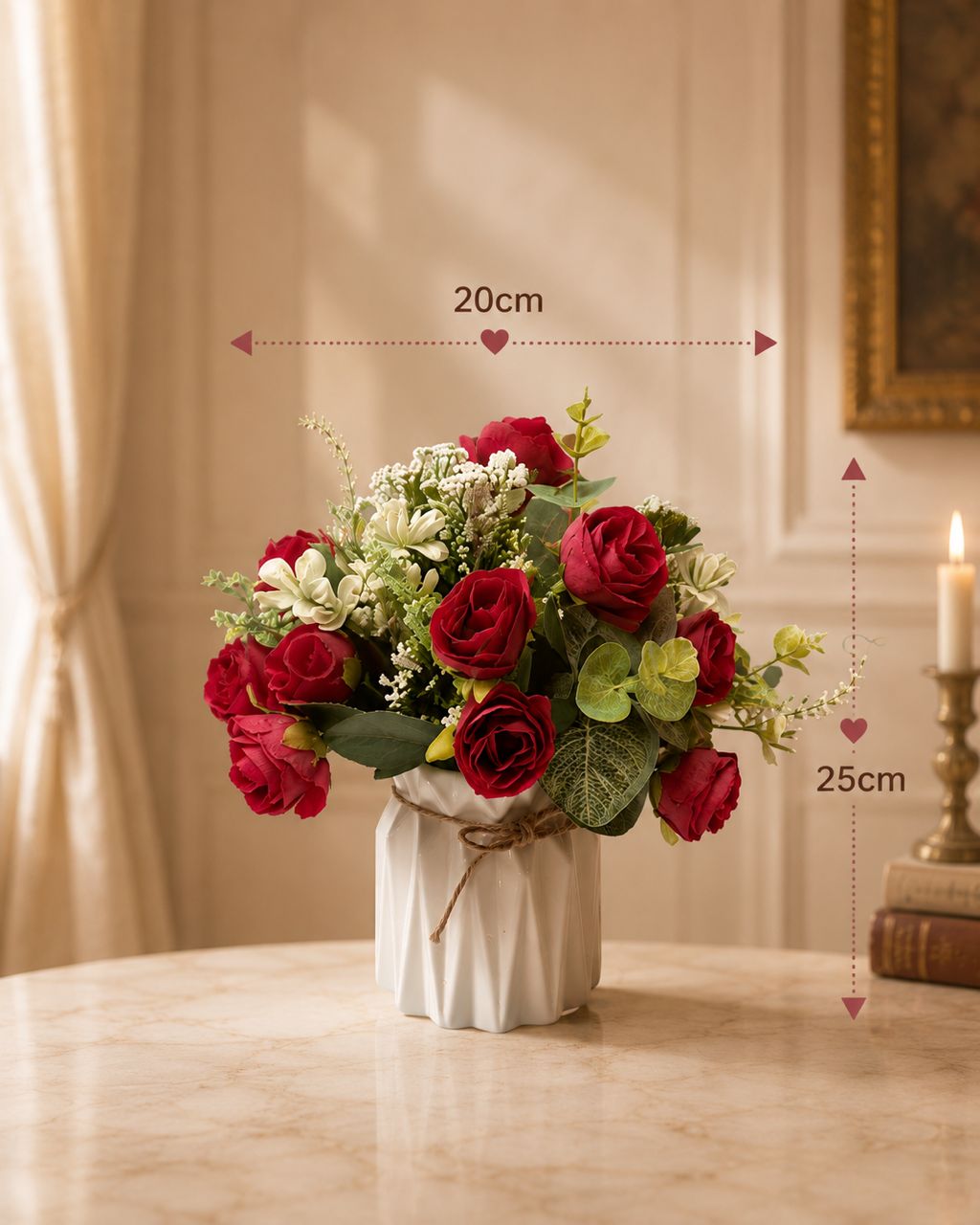 Alton Flowers faux flower arrangement in a ceramic vase, featuring colorful artificial blooms and greenery.