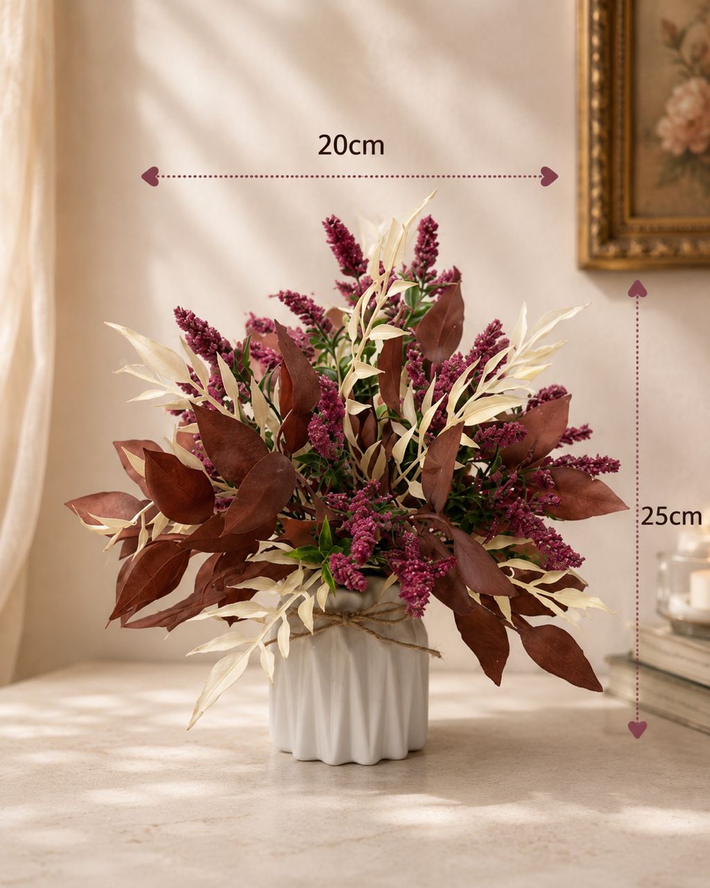 Faux flower arrangement in a ceramic vase by Alton Flowers, featuring vibrant artificial flowers and greenery.