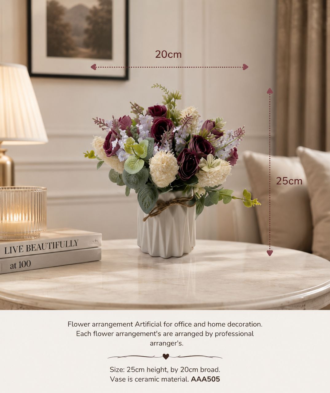 Alton Flowers faux flower arrangement in a ceramic vase, featuring colorful, realistic silk flowers for home decor.
