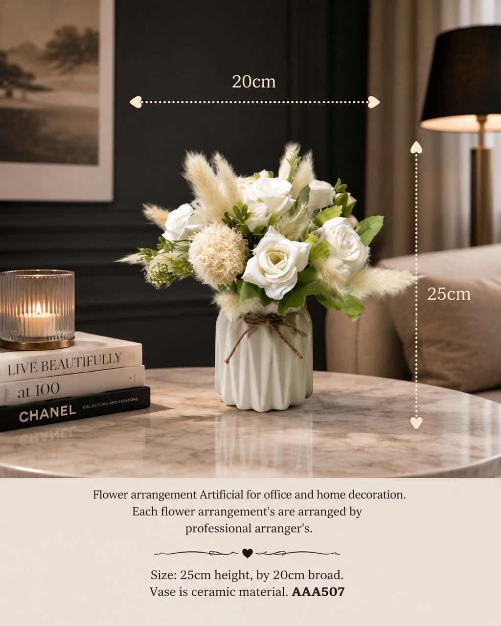 Alton Flowers faux flower arrangement in a ceramic vase with pink and white blossoms, perfect for home decor.