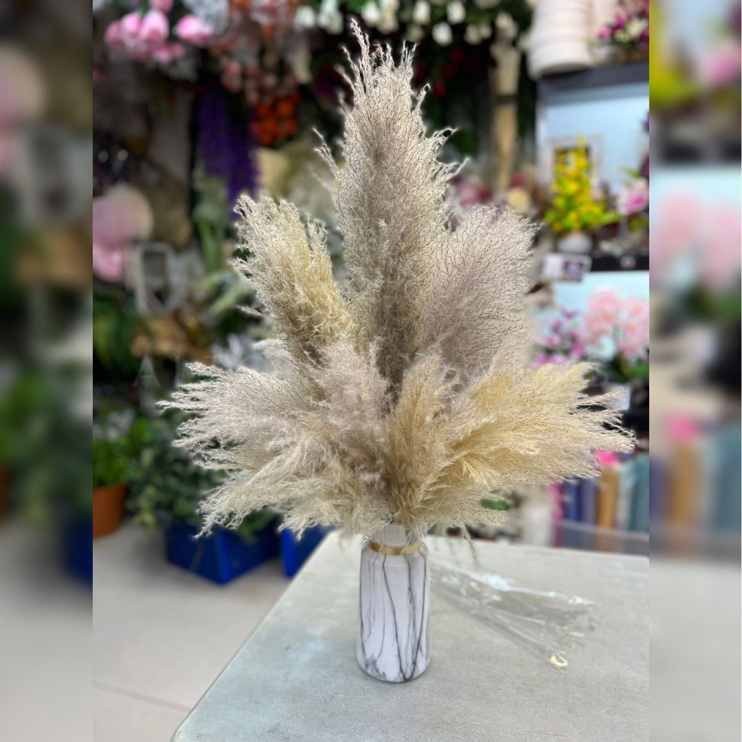 Dried Pampas Arrangement in a Ceramic Marble vase AAA518