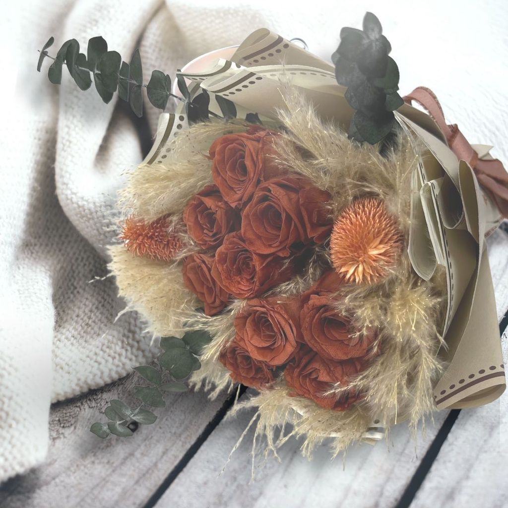 2023 Forever Roses Bouquet Pampas Valentine's Day Gift Preserved Dried Flowers AAA558