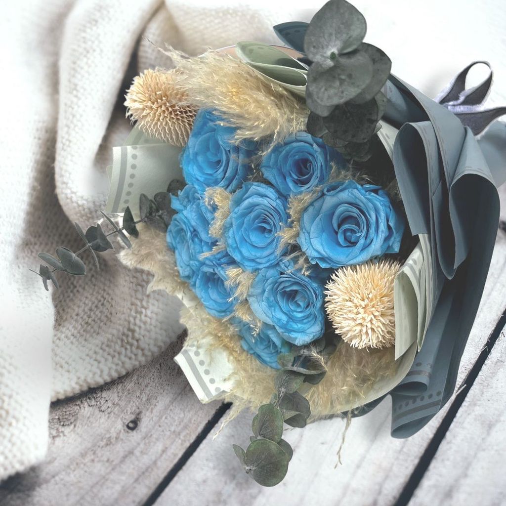 2023 Forever Roses Bouquet Pampas Valentine's Day Gift Preserved Dried Flowers AAA558