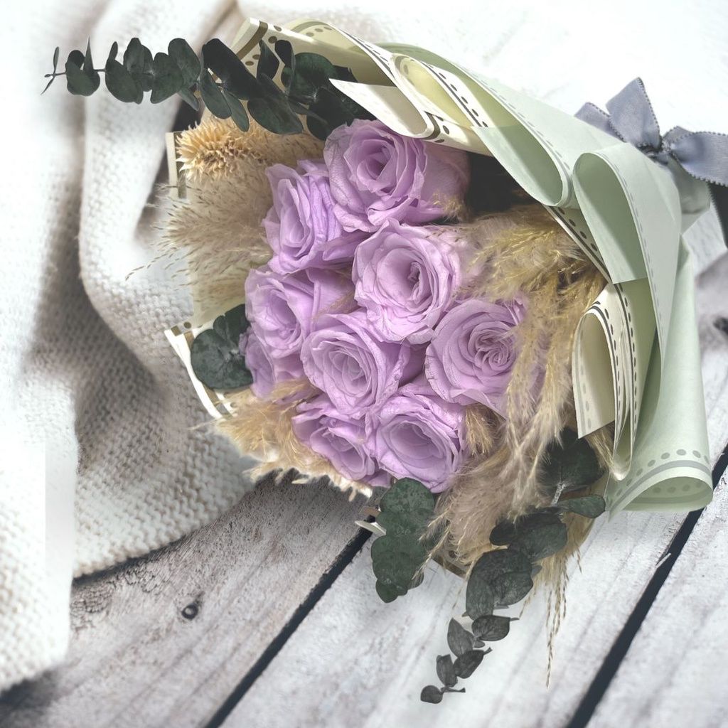 2023 Forever Roses Bouquet Pampas Valentine's Day Gift Preserved Dried Flowers AAA558